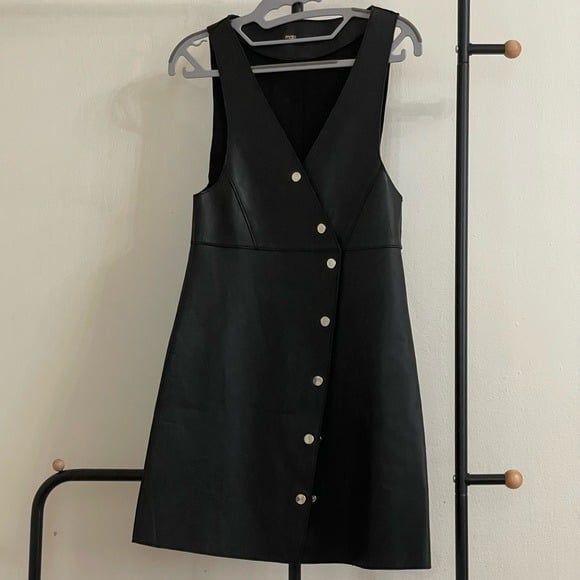 Maje Rajani V-neck Leather Dress Size 1 - Picture 3 of 9